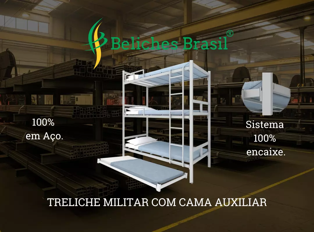 Treliche Militar Cama Auxiliar de Aço e Encaixe Beliches Brasil®